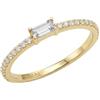 amor - Anello da Donna in Argento 925 - Placcato Oro/Dorato - con Zircone - Design Baguette - AMR-R0011