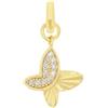 amor - Ciondolo Charm da Donna in Argento 925 - Placcato Oro/Dorato - con Zircone - Design a Farfalla - AMR-P0118