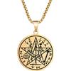 Yaumatea Tetragrammaton Pentacolo Collana da uomo Amuleto Protezione Pentagramma Gioielli Wicca Stella a cinque punte, Magico, il Potere Antico Nome di Dio, in acciaio inox, 61 cm