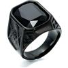 Jpltlvy Anello massonico in titanio in acciaio inossidabile per uomo con pietra preziosa multicolore intarsiata fascia simbolo della società segreta gioielli regalo