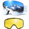 JQF Gear Occhiali da Sci YH212 con Lenti Magnetiche Intercambiabili | Occhiali da Sci OTG Unisex Regolabili UV Protezione Antivento Antinebbia Snowboard Inverno