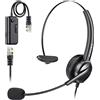 Selius Auricolare RJ9 a 4 pin per call center - cablato, con cancellazione del rumore e microfono
