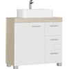 VASAGLE Mobile Sottolavabo per Bagno, 1 Anta e 3 Cassetti | Sottolavabo Bagno Copricolonna, 70 x 30 x 64 cm, Ripiano Regolabile, Beige Naturale e Bianco Nuvola, Custos, BBK504K01