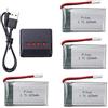 ZYGY 4pcs 3.7V 600mAh Lipo e Caricabatterie 4in1 per MJX X708 X708W X709 UDI U45 U45W U42 U42W SYMA X5C X5SW X5SC S5 S5C S5W E32HW SS40 FQ36 T32 T5W H42 CW4 Rc Quadcopter Drone Ricambi UAV Batterie