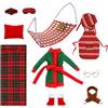 ZOOMPIL 11pcs Accessori per Bambole Elfo Natale, Costume per Bambola Elfo, Sacco a Pelo da Elfo, Amaca, Accappatoio, Occhiali, Grembiule, Sciarpa, Cuscino, Cappello da Cuoco, per Bambole di Natale