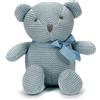 FLUFFYFUN Orso Peluche neonato 100% Cotone biologico 16.5cm Blu | 100% cotone biologico dentro e fuori - Certificato OEKO-TEX - Dettagli viso cuciti a mano - Naturalmente morbido e delicato