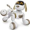 Ruko 18011 Cane Robot Intelligente Interattivo con Volti LED, Bianco Oro | 50 movimenti programmabili, controllo gesti e telecomando 2,4 GHz, rilevamento ostacoli, gioco interattivo dai 3 anni