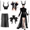Yunlaishaocer Abito malefico classico del film con corna e colletto con piume | Vestito da principessa in tulle per bambini/adulti, per Halloween, carnevale, travestimento, feste