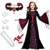 WANGHONGGOGO 5pcs Costume Vampiro Vestito Vampiro con Collana Denti finti per Halloween Cosplay