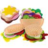 AZIDWERYQ Felt Play Food, 28 pezzi/set Felt Play Food Hamburger Sandwich Giocattolo impilabile con bistecca di manzo Verdure Finta per la cucina dei bambini