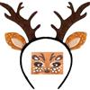 RICUHJIAJU Accessori per Costume da Renna, Fascia da Renna Tatuaggio Faccia di Cervo | Cerchietto Corna da Renna + Adesivi Viso Glitterati, Perfetto per Halloween, Carnevale, Feste o Giochi di Ruolo