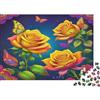 6N2X9A4S Rose Gialle Puzzle 1000 Pezzi Puzzle per Famiglia Farfalle Colorate Carta Adulti Relax Decorazione Regalo Casa 38x26cm/1000pcs
