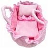 Neptuiby Letto per bambole con cuscino, letto per bambole a quadretti e borsa portaoggetti per accessori Simpatico design a quadretti Maniglia portatile per riporre vestiti e accessori, ideale per giochi d