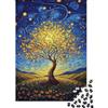9K4D7V2G Albero Dorato Notte Stellata Puzzle 1000 Pezzi Carta per Adulti Cielo Sognante Relax Famiglia Decorazione Regalo 38x26cm/1000pcs
