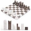 Elysian Marble Moderno set di scacchi - Scacchiera in marmo senza bordi realizzata a mano con pezzi geometrici minimalisti, gioco di scacchi decorativo di lusso per tavolino da caffè, decorazioni per