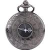 GOTOTOP Orologio da Tasca Meccanico a Carica Manuale con Lente d'Ingrandimento - Mezzo Cacciatore Numeri Romani Nero con Catena per Uomo