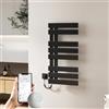 EMKE Scaldasalviette Elettrico 85 x 40 cm, Nero Opaco, Sinistra | Compatto, Fibra di Carbonio, WiFi , 30-70 °C, Timer 1-24 h, Programmazione Settimanale, 6 Modalità