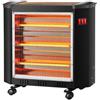 EMPOTEC Stufa al Quarzo 2000W, Stufetta Elettrica 4 Elementi Riscaldanti, Riscaldatore Portatile con Ruote, 4 Livelli di Calore, Protezione Antiribaltamento, Riscaldamento per Casa, Uso Domestico