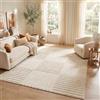 TAPISO Relievo Tappeto Pelo Medio Effetto Quadrati Bianco 140 x 200 cm | 100% Polipropilene, altezza pelo 16 mm, tessuto