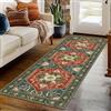twirush Tappeto passatoia per corridoio, 60 x 180 cm, lavabile, antiscivolo, lungo, per corridoi, morbido, vintage, persiano a pelo basso, per ingresso, camera da letto e soggiorno, colore: rosso verde
