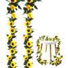 HAINLOGWANG 2 Pezzi Ghirlanda di Girasoli Artificiali, 2,25 m Piante Artificiali Girasole Girasoli Finti Ghirlanda di Seta Ghirlanda di Fiori Artificiale Appesi Vite Fiori per Giardino, Soggiorno, Cortile