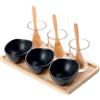 Generico BIBIHOME - Set aperitivo Miyazaki di Sophie Maison. Set vassoio in legno di bamboo, ciotole porta snack in 100% ceramica, bicchieri in vetro e cucchiai in legno di bamboo.