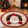 mondpfote Tappeto Natalizio 3D, Tappeto Tridimensionale Natale (E,100*100) | 3D di Babbo Natale, per Soggiorno, Tappeto Invernale per Camera Letto, Zerbino Antiscivolo per Decorazioni Natalizie
