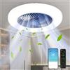 UIOEEJY Ventilatore da Soffitto con Luce e Telecomando, 60W LED Ventilatore Silenzioso Soffitto, Dimmerabile Soffitto con 3 Velocità 3 Colori per Soggiorno, Camera da Letto (Blu)