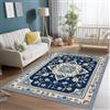 Generic 50 x 80 cm Tappeto Salotto Orientale Floreale Medievale Stampa Pelo Corto Morbido Tappeto Scendiletto Camera da Letto, Crema Blu Antiscivolo Tappeti Lavabili per Cameretta Bambino