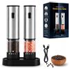 BZGG Set macinasale e pepe elettrico, ricaricabile, con spessore di macinazione regolabile, funzionamento one-touch, macinasale ricaricabile da 60 ml, funzionamento silenzioso, per cucina e sala da pranzo