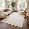 TAPISO Relievo Tappeto Pelo Medio Effetto Linee Bianco 140 x 200 cm | 100% Polipropilene, altezza pelo 16 mm, tessuto