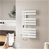 EMKE Scaldasalviette Elettrico 100 x 50 cm, Bianco Lucido, Sinistra | Riscaldamento in Fibra di Carbonio, WiFi ,30-70 °C, Timer 1-24 h, Programmazione Settimanale
