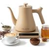 CHiATO flowPLAY - Bollitore a temperatura regolabile, 0,6 l, piccolo bollitore in acciaio inox con funzione di mantenimento del calore, mini bollitore digitale, compatto e moderno (beige)