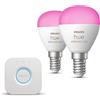Philips Hue Kit di avviamento - E14 - con 2 Lampadine LED a Sfera - Luce bianca e colorata - Incl. Hue Bridge - Hue White and Color Ambiance