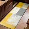 Generic Tappeto Cucina Antiscivolo Lavabile Quadrati geometrici astratti Passatoia Cucina Lunga 50x80 cm Giallo senape Tappeto Corridoio per Ingresso,Soggiorno e Bagno