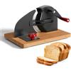 TWSOUL Affettatrice manuale per il pane con manovella manuale, affettatrice multiuso con ventose, spessore di taglio regolabile da 7 a 20 mm, lama in acciaio inox e base in legno di faggio, taglia pane (nero
