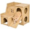 TENGWA 145 * 155 * 140 mm Casetta Criceto Legno in Legno Gabbia Doppio Piano con Scaletta Casa Criceto Nascondiglio per Animali Domestici Adatto per Criceti Nani Gerbilli Porcellini d'India