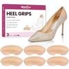 Welnove 6 paia di cuscinetti per tallone per scarpe larghe, per prevenire vesciche, dolore, inserti per tallone, morbidi e traspiranti, per uomini e donne, facili da applicare, antiscivolo