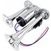 Shkalacar Tromba Camion 12V, Doppie trombe da 600 Db Kit clacson Super Rumoroso con compressore Universale per Auto, motocicli, Camion, Treni, Barche
