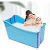 Estabeter Vasca da bagno pieghevole mobile da 100 cm, per adulti e bambini, vasca da bagno portatile, con tubo di scarico, per doccia (blu)