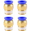 GUGUGO Connettore pneumatico PC8-01 per tubo da 8 mm, filettatura esterna | Set di 4 raccordi rapidi, aria compressa