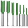 QWORK® Set di 7 Frese Dritte per Legno, Gambo 6mm, Carburo di Tungsteno (3-12mm) - Lame per Scanalatura e Rifilatura di MDF e Compensato - Kit Accessori per Fresatrice Verticale