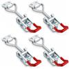 QWORK® Set di 4 chiusure a leva M8, forza di tenuta 300 kg - chiusura a leva regolabile per casse, coperchi e macchine - chiusura zincata per casse con gancio e occhiello lucchetto