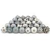 FOLK CRAFT Indian Haat Bazaar Pomelli decorativi per cassetti - Confezione da 12 pezzi - Maniglia per porta dell'armadio in ottone e acciaio Fiore in ceramica blu Fatto a mano, blu, grigio, 1,7 x2,5 pollici
