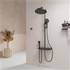 EMKE Colonna Doccia Termostatica, Nero Opaco, 4 in 1: Soffione, Doccia per Bambini, Cascata. Filtrazione, Preimpostazione, Display Digitale. Design Moderno per il Bagno