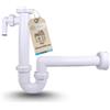 DL-pro Lavello da cucina a sifone da 1½ con attacco per dispositivi, scarico Ø 40 mm, tubo fisso, sifone antiodore integrato sul ramo del dispositivo con bordo in gomma, guida per tubi salvaspazio