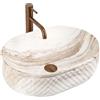 Rea - Lavabo da appoggio Oktawia Saturn Ovale - Ceramiche Sanitarie - Pietra Artificiale - 50 x 35,5 x 15 cm