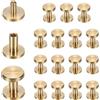 QUARKZMAN 15 pezzi Chicago Screw M4x7mm 10mm Oro Ottone Testa Piatta | Vite Prigioniera e Rivetto, Viti e Bulloni per Montaggio, per Cinture in Pelle Fai da Te, Borsa, Artigianato, Rilegatura