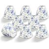 WARMWOO Set di 8 paralumi a clip, in ceramica, in tessuto, decorativi, a forma di impero, piccolo E14, per decorazione hotel e casa vacanze, 75 × 150 × 130 mm, blu-bianco