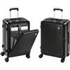 HOMCOM Valigia Rigida Media 71L, Borsa Bagnato/Asciutto, Nero | Bagaglio Espandibile ABS, Trolley, Apertura Frontale, 4 Ruote Girevoli, Serratura TSA, 66x43x28 cm